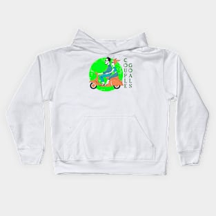 couple goals couple riding on scooter Kids Hoodie